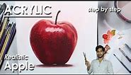 How to Paint An Realistic Apple in Acrylic | step by step coloring | Supriyo