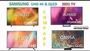 Samsung AU7100 vs AU8000 vs AU9000 vs Q95A 2021 TV comparison | AU7172 VS AU8072 VS AU9072 VS Q95A