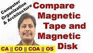 Difference between Magnetic Tape and Magnetic Disk || Compare Magnetic tape and Magnetic disk || CO