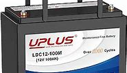 UPLUS 12V 100Ah Deep Cycle Battery, LDC12-100M Maintenance Free BCI Group 27 Size Rechargeable AGM Gel Batteries for Solar, RV, Golf Cart, Mobility, Camping, Backup, Trolling Motor