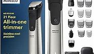 Philips Norelco Multigroom Series 9000 - 21 piece Men's Grooming Kit for beard, body, face, nose, ear hair trimmer w/ premium storage case, MG9510/60