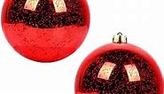 Extra Large Hanging Shatterproof Tree Ball Clear Christmas Ball Ornaments Decorative Mercury Ball with Tree Ornaments Hooks for Xmas Holiday Wedding Decoration