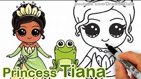 How to Draw Disney Princess Tiana Cute step by step 'The Princess and the Frog'