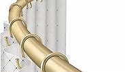 Curved Shower Curtain Rod, TOPROD Round Shower Curtain Rod 48-72 Inches Adjustable, Rounded Bowed Stainless Steel Shower Rods for Bathroom, Bathtub, More Shower Space, Gold, Need to Drill