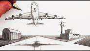 How to Draw an Airplane and Airport in 2-Point Perspective