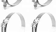 QWORK 4" T-Bolt Hose Clamp Stainless Steel, Working Range 108mm - 116mm for 4" Hose ID, Turbo Intake Intercooler Clamp, 4 Pack