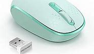 TECKNET Wireless Mouse for Laptop, 2.4G Quiet Computer Mouse with USB Receiver, 4 Buttons Portable Cordless Mice for Chromebook, Laptop, PC, Mac, 800/1200/1600 DPI - Mint Green