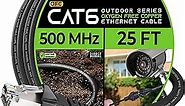GearIT Cat6 Outdoor Ethernet Cable (25ft) 23AWG Pure Copper, FTP, LLDPE, Waterproof, Direct Burial, In-Ground, UV Resistant, POE, Network, LAN, Internet, Cat 6, Cat6 Cable - 25 Feet