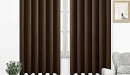 DWCN Blackout Curtains 63 Inch Length, Room Drakening Curtains for Bedroom, Solid Grommet Living Room Curtains Extra Wide Curtains, Brown, W70 x L63 Inch, 2 Panels