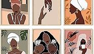 Haus and Hues Black Woman Wall Art - Set of 6 African American Women Wall Art, African American Art Framed Pictures for Wall, African Wall Art for Living Room, African American Art (Beige Framed 8x10)