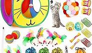 37 PCS Cat Toys, Interactive Kitten Toys for Indoor Kitty, Variety Catnip Toy Set Including Collapsible Cat Tunnel Tube Tent, Cat Feather Teaser Wand, Cat Bell, Fuzzy Ball, Spring, Mouse Toy