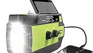 Emergency Crank Weather Radio, 4000mAh Solar Hand Crank Portable AM/FM/NOAA, with 1W 3 Mode Flashlight & Motion Sensor Reading Lamp, Cell Phone Charger, SOS for Home and Emergency Green