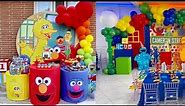 Sesame Street themed party decoration ideas for kids birthday backdrop