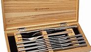 Wüsthof 10-Piece Stainless Steak and Carving Knife Set, Olivewood