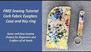 FREE Sewing Tutorial. Quick and easy cork eyeglass case and key ring tutorial. Beginner project!