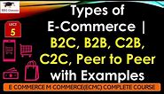 L5: Types of E-Commerce | B2C, B2B, C2B, C2C, Peer to Peer with Examples | E Commerce M Commerce