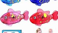 CEARKTIY Robot Fish Toys for Kid/Cat Gift,Robotic Swimming Fish Cat Toy,LED Light Fish Toy,Activated Swimming in Water with LED Light, Bath Toys, Swimming Robot Fish Bath Toy, Swimming Pool Toys(4pcs)