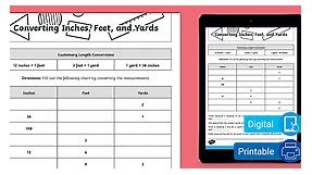 Fourth Grade Inches, Feet, and Yards Conversion Activity and Reference Chart