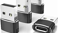 Elebase USB to USB C Adapter 4 Pack,Type C Female to A Male Charger Converter for Apple Watch Ultra iWatch 8 7,iPhone 15 14 13 12 Pro Max Plus,Airpods,iPad 9 10 Air 5 Mini 6,Car,Samsung Galaxy S23 S24