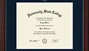 Georgetown University 17" W X 14" H Diploma Frame - Fits a Bachelor's, Master's and Phd - Gold Embossed Diploma Frame - Cherry Moulding with Navy and Silver Matting - Officially Licensed