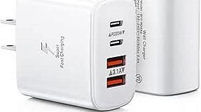 USB C Charger Block, 2-Pack 40W 4-Port USB C Wall Charger Fast Charging Dual Port PD Power Adapter+QC Double Wall Plug Multiport Type C Brick Charger for iPhone 15 14 13 12 11 Pro Max XS XR X,Samsung