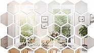 Shappy 32 Pcs Hexagon Mirror for Wall Stickers Removable Acrylic Mirror Setting Honeycomb Wall Sticker Decal Decor for Home Art Room Living Bedroom Background Decoration
