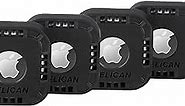 Pelican Protector - Airtag Holder / Case with 3M Adhesive Sticker [4 Pack] Protective Shockproof Cover for Apple Air tag - Hidden Stick On Mount For Bike Wallet Travel TV Remote Car Luggage - Black