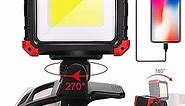 EASYMAXX LED Rechargeable Work Light with Clamp, 2100LM COB Magnetic Clip on Worklight 270° Rotating with Mobile Charger, Portable Clamp Work Light for Boats, Car Repairing, Job Site Lighting(1pack)