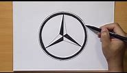 Mercedes Benz Car Logo Drawing 💚 Famous Car Brand Logo Drawing How to draw Mercedes Logo