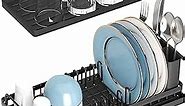 CHLORYARD Small Dish Drying Rack, Compact Sink Dish Rack with 2pcs Silicone Drying Mats, Dish Drainer Kitchen Dish Organizer Sponges Holder for Kitchen Counter, Bar, Bottle, Cup