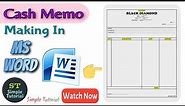 Cash Memo Making In MS Word | How To Create Cash Memo In MS Word | Simple Tutorial