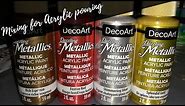 (180) Mixing DecoArt dazzling metallics paint for acyrlic pouring