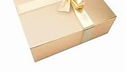 CHECHNYA Gold Gift Box 5 Piece Set Includes Greeting Card Ribbon Wrapping Paper 13x10x4.7 inch Square magnetic gift box is reusable