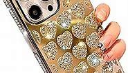 BANAILOA Luxury Bling iPhone 12 Pro Max Case for Women,Cute Heart Case with Glitter Rhinestones Shockproof Protective Bumper Cover Design for iPhone 12 Pro Max - 6.7 inch (Heart-Gold)