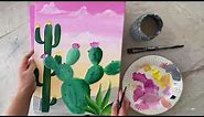 “Desert Golden Hour” Easy Cactus Sunset Acrylic Painting Tutorial