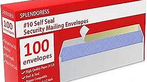 100 Mailing Envelopes, Self Seal Letter Size, Number #10 White Windowless Security Tinted Envelope, 4-1/8 x 9-1/2 Inches, Quality 24 LB