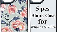 5PCS Sublimation Blanks Phone Case Bulk Covers Compatible with iPhone 12/12 Pro,6.1-Inch,Easy to Sublimate DIY Customized 2 in 1 2D Soft TPU Mobile Cover + Insert Matte Wholesale Pack Matte