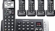 Panasonic Link2Cell Bluetooth DECT 6.0 Expandable Cordless Phone System with Answering Machine and Enhanced Noise Reduction - 5 Handsets - KX-TGE675B (Black)