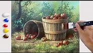 How to Paint Apples in the Basket in Acrylics / Time-lapse / JMLisondra