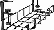Under Desk Cable Management Tray, 15.7'' No Drill Steel Desk Cable Organizers, Wire Management Tray Cable Management Rack, Desk Cable Tray with Wire Organizer and Desk Cord Organizer