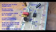 Electret Microphone preamplifier wiring diagram and test