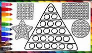 Dibuja y Colorea 5 Formas Geométricas POP IT 🔺🟩⭐🟠🌈 Dibujos Para Niños