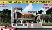 45'X45' FEET MODERN HOUSE PLAN | 5BHK BUNGALOW | 225 GAJ | 2025 SQFT | HOME DESIGN | DUPLEX #PLAN