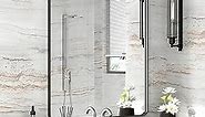 PAIHOME 16x24-Inch Matte Black Bathroom-Vanity-Mirror for Wall, 304 Stainless Steel Frame Bathroom Mirrors, Rounded Corner Rectangle Farmhouse Mirror, Hanging Modern Mirror