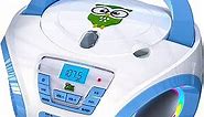 Tunes Kids Boombox CD Player for Kids - NEW 2023 - FM Radio - Batteries Included - Cute white Radio cd Player with Speakers for Kids and Toddlers - Blue