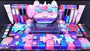 Unicorn Galaxy Slime Mixing Makeup, Eyeshadow Random into slime #Satisfying #slimevideo #ASMR #슬라임