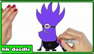 How To Draw A Purple Minion from Despicable Me - Step by Step Drawing Tutorial