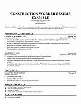 Pictures of Construction Jobs Resume