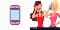 Pink Phone Girl Characters Clip Art