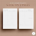A5 Vertical Weekly Planner Inserts